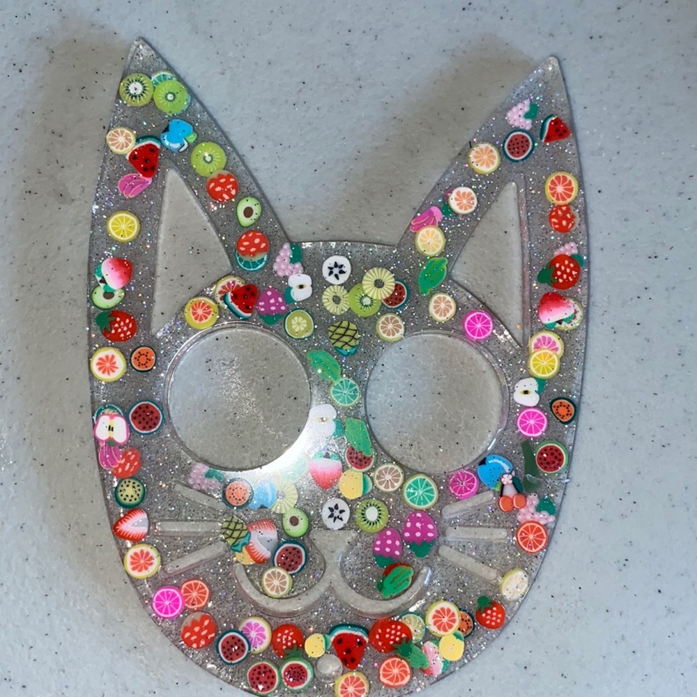 Cat Keychain Self defense (fruit salad)- NEW